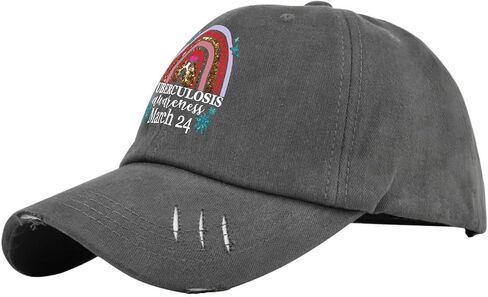 World Tuberculosis Awareness Marchs 24 Hat for Mens Washed Distressed Baseball Caps Fashion Washed Workout Hat Adjustable Dark Grey in Saudi Arabia
