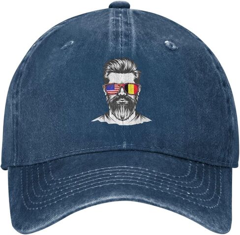 Belgian America Half Flag Boy USA Belgium Adjustable Classic Cowboy Baseball Cap Men Women Casual Dad Hat2 Navy Blue in Saudi Arabia