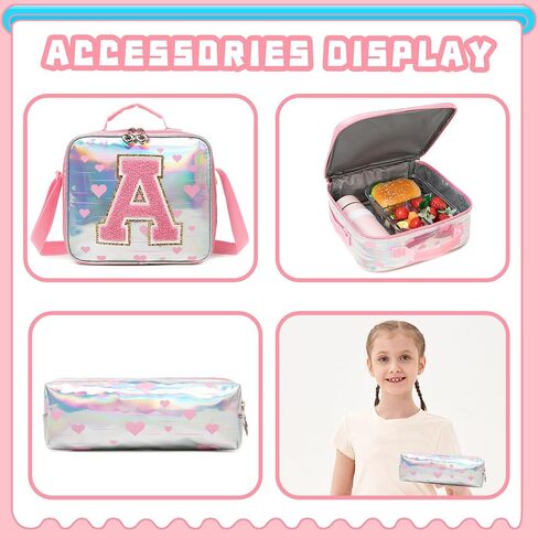 Girls Rolling Backpack for Kids Roller Backpack with Wheels for School Girls Backpack 4Pcs Set with Lunch Box Pencil case for Students,Blue in Kuwait