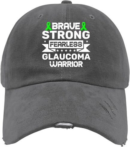 Brave Strong Fearlesss Glaucoma Warriors Hat for Men Washed Distressed Baseball Cap Soft Washed Running Hats Cotton Dark Grey in Saudi Arabia