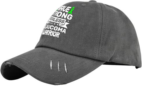 Brave Strong Fearlesss Glaucoma Warriors Hat for Men Washed Distressed Baseball Cap Soft Washed Running Hats Cotton Dark Grey in Saudi Arabia
