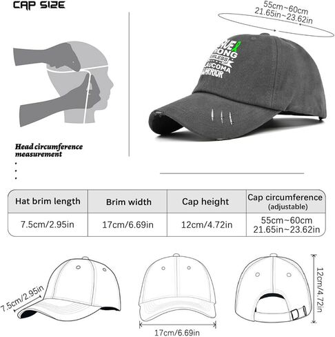 Brave Strong Fearlesss Glaucoma Warriors Hat for Men Washed Distressed Baseball Cap Soft Washed Running Hats Cotton Dark Grey in Saudi Arabia