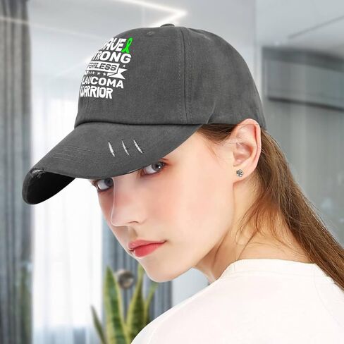 Brave Strong Fearlesss Glaucoma Warriors Hat for Men Washed Distressed Baseball Cap Soft Washed Running Hats Cotton Dark Grey in Saudi Arabia