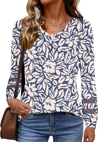 قمصان Rapbin Womens Long Sleeve V Tunic Tups Tops Business Disual Dary Dary in Saudi Arabia