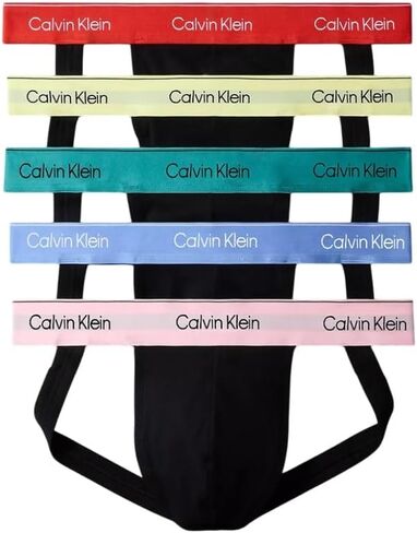 Calvin Klein Men's Pride Cotton Strapt 5 عبوات حزمة - NB4228 (Black/Bayou/Glacier/Molten/Pale Lime Yellow/Buff Pink ، Medium) in Saudi Arabia