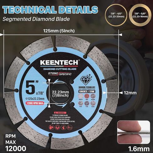 KEENTECH Segmented Diamond Saw Blade 4-1/2 inch, for Smooth Cutting Concrete Marble Granite Brick Masonry, Diamond Blade for Angle Grinder, 4.5" Dry or Wet Cutting Concrete Saw Blades (2-Pack) in Saudi Arabia