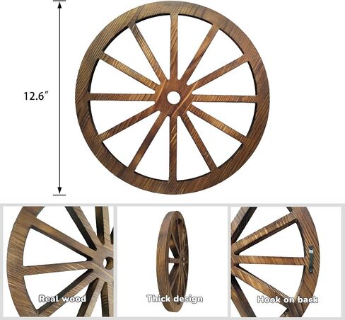 CHIF HAUTH 2pcs Thick Real Wood Wheels, 12.6" Wooden Wagon Wheel Decor, Hanging Decoration, Western Cowboy Party Decorations for Bar, Garage in Saudi Arabia