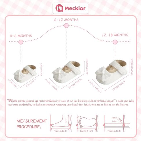 Meckior Infant Baby Girls Soft Sole Bowknot Princess Wedding Dress Mary Jane Flats Prewalker Newborn Light Baby Sneaker Shoes in Kuwait