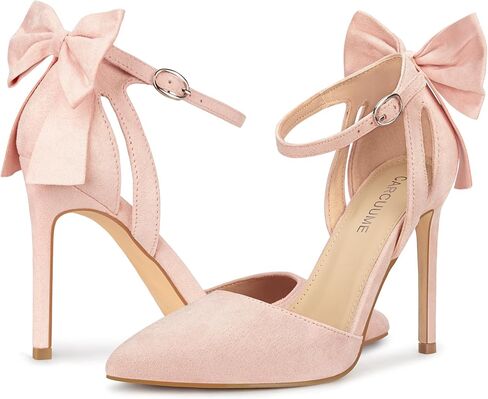 Carcuume Womens Bow Tie Back Back Clears Close Toe Pumps Stiletto High Heels Wedding Shoes Sandals strap kyel sandals in Kuwait