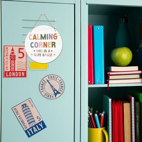 Calming Corner Classroom Sign, 12x12 Inches Calming Down Corner Wood Decor for Classroom, Calm Down Decorations for Classroom Door Hanger-C13 in Saudi Arabia