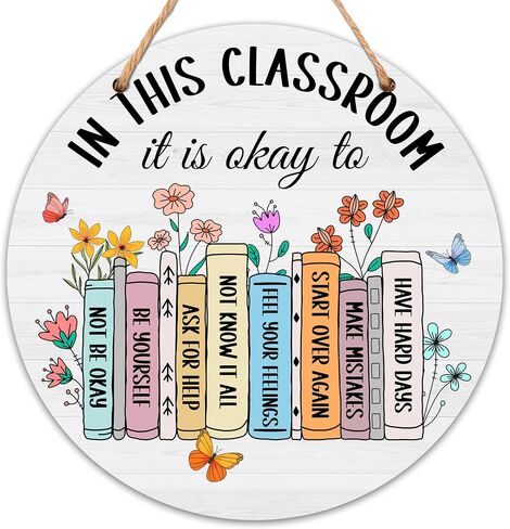 Calming Corner Classroom Sign, 12x12 Inches Calming Down Corner Wood Decor for Classroom, Calm Down Decorations for Classroom Door Hanger-C13 in Saudi Arabia