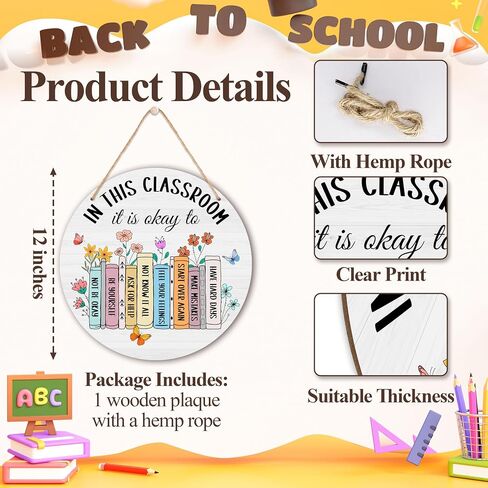 Calming Corner Classroom Sign, 12x12 Inches Calming Down Corner Wood Decor for Classroom, Calm Down Decorations for Classroom Door Hanger-C13 in Saudi Arabia