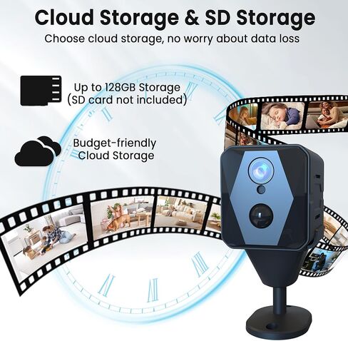 كاميرا مخفية ، كاميرا تجسس 4K QHD ، كاميرا WiFi Mini ، الكاميرا الصغيرة ، وقت الاستعداد 100 يوم ، سجل في الوقت الفعلي ، كاميرا اكتشاف حركة الذكاء الاصطناعى ، تخزين السحابة و SD ، كاميرات الرؤية الليلية التلقائية للأمن المنزلي in Kuwait