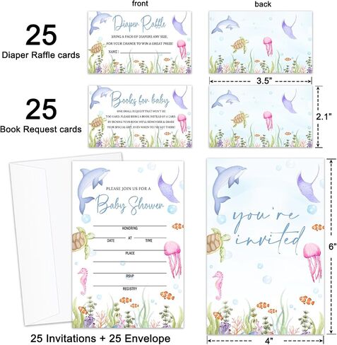 Western Cowboy Baby Shower Invitations for Boy, Baby Shower Invites with Envelopes, Set of 25 Gender Reveal Invites Cards with Envelopes & Book Request Cards & Diaper Raffle Tickets -06 in Saudi Arabia