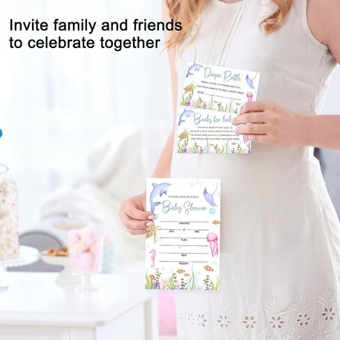 Western Cowboy Baby Shower Invitations for Boy, Baby Shower Invites with Envelopes, Set of 25 Gender Reveal Invites Cards with Envelopes & Book Request Cards & Diaper Raffle Tickets -06 in Saudi Arabia