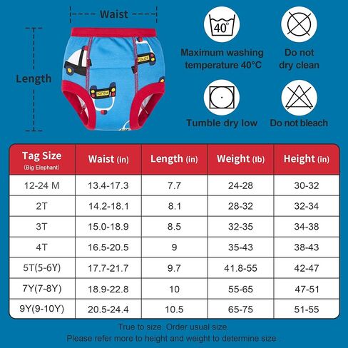 BIG ELEPHANT 10-Pack Baby Potty Training Underwear, Soft 100% Cotton Absorbent Training Pants for Boys & Girls, Ages 12M-10Y in Kuwait