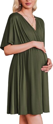 Ekouaer Labor and Delivery Gown for Hospital Maternity Nursing Dress Nightgown Short Sleeve Pajamas for Breastfeeding in Saudi Arabia