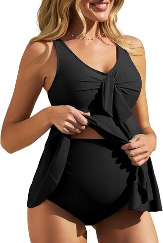 الصيف Mae Bowknot Tankini Tankini قطعتين من الحمل بدلة السباحة المتدفق مع السراويل القصيرة in Kuwait