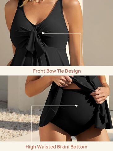 الصيف Mae Bowknot Tankini Tankini قطعتين من الحمل بدلة السباحة المتدفق مع السراويل القصيرة in Kuwait