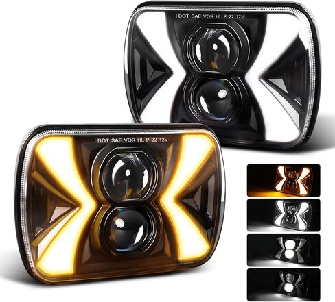 New Z Beam 5x7 Led Headlights DOT Approved 7x6 LED Headlights 500% Brighter Sealed Beam H6054 LED Headlights DRL/Amber Turn Signal for Cherokee XJ YJ Chevy Express GMC Van, Pair in Kuwait
