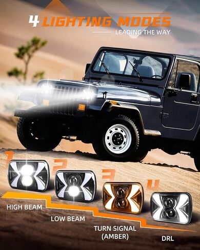 New Z Beam 5x7 Led Headlights DOT Approved 7x6 LED Headlights 500% Brighter Sealed Beam H6054 LED Headlights DRL/Amber Turn Signal for Cherokee XJ YJ Chevy Express GMC Van, Pair in Kuwait