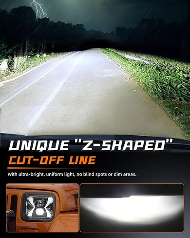 New Z Beam 5x7 Led Headlights DOT Approved 7x6 LED Headlights 500% Brighter Sealed Beam H6054 LED Headlights DRL/Amber Turn Signal for Cherokee XJ YJ Chevy Express GMC Van, Pair in Kuwait