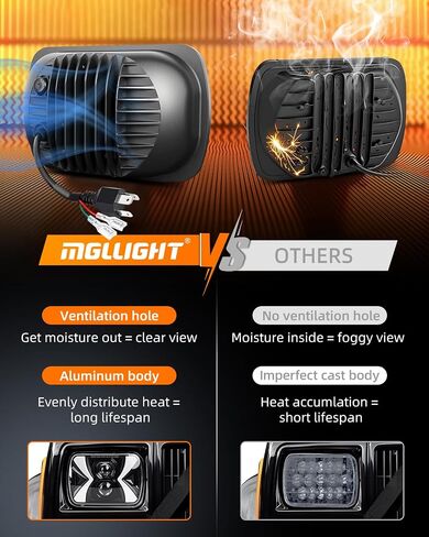 New Z Beam 5x7 Led Headlights DOT Approved 7x6 LED Headlights 500% Brighter Sealed Beam H6054 LED Headlights DRL/Amber Turn Signal for Cherokee XJ YJ Chevy Express GMC Van, Pair in Kuwait