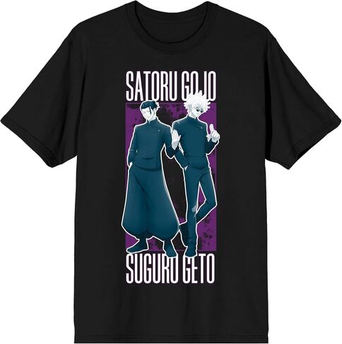 Jujutsu Kaisen Gojo & Geto Adult Black Crew Neck Short Sleeve T-Shirt in Saudi Arabia