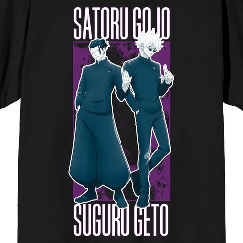 Jujutsu Kaisen Gojo & Geto Adult Black Crew Neck Short Sleeve T-Shirt in Saudi Arabia