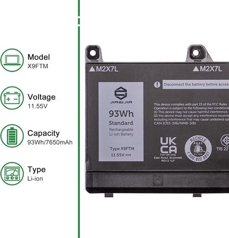استبدال بطارية الكمبيوتر المحمول RCVVT لجهاز Dell Precision 7670 7680 7770 7780 Series Notebook T6PFX 451-BCYH 0X26RT X26RT 0NWDC0 NWDC0 أسود 11.55 فولت 83 وات 6827 مللي أمبير في الساعة in Kuwait