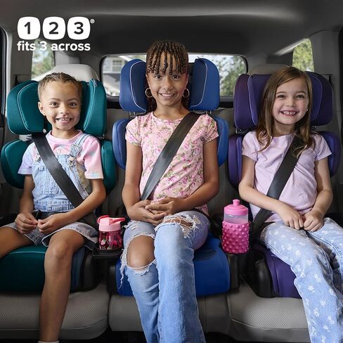 DIONO Connect3 R 2-in-1 Back Booster ، Slim Fit 3-Across في العديد من سيارات السيدان المتوسطة الحجم وسيارات الدفع الرباعي ، للأطفال من 40-120 رطلاً. in Kuwait