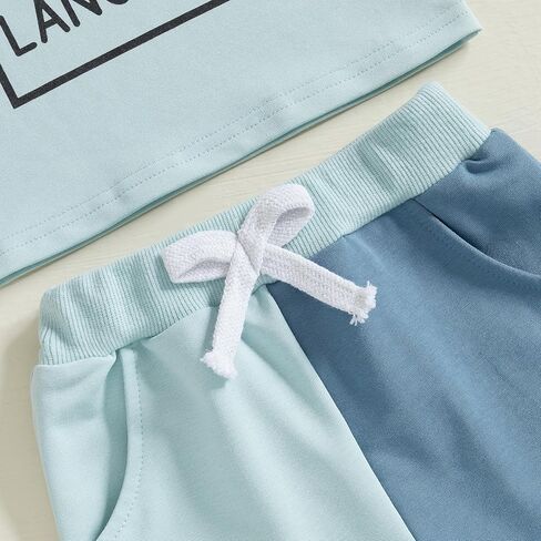 Toddler Baby Boy Summer Outfit Short Sleeve T Shirt Top Casual Shorts Set Infant Newborn Clothes 6 12 18 24 Month 2T in Kuwait