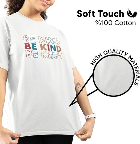 Be Kind Motivational T-Shirt for Women, Men, Unisex - 100% Cotton - Classic Fit Short Sleeve Graphic Tee in Saudi Arabia