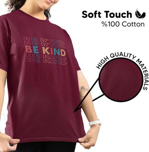 Be Kind Motivational T-Shirt for Women, Men, Unisex - 100% Cotton - Classic Fit Short Sleeve Graphic Tee in Saudi Arabia