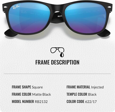 Ray-Ban RB2132 New Wayfarer Flash Square Square Shope Square مع حزمة مجموعة النظارات الرسمية in Saudi Arabia