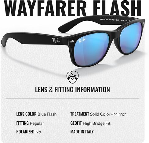 Ray-Ban RB2132 New Wayfarer Flash Square Square Shope Square مع حزمة مجموعة النظارات الرسمية in Saudi Arabia