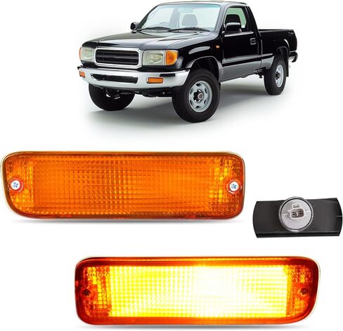 HECASA Pair Front Bumper Turn Signal Light Compatible with 95-97 Toyota Tacoma 4WD/98-00 Toyota Tacoma DLX RWD Replacement for TO2531122 TO2530122 Turn Signal Lamp Driver & Passenger Side Amber Lens in Saudi Arabia