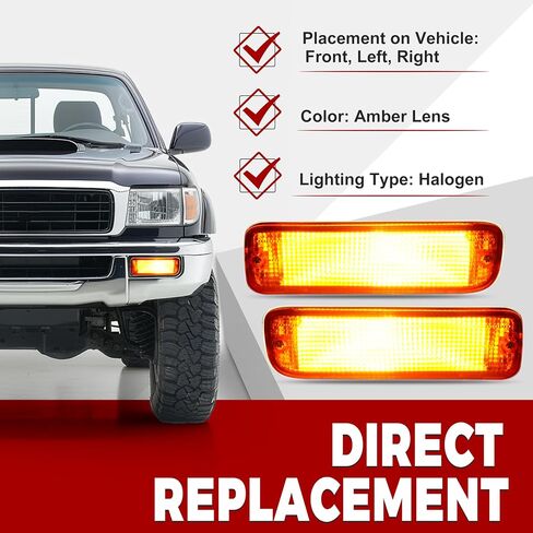HECASA Pair Front Bumper Turn Signal Light Compatible with 95-97 Toyota Tacoma 4WD/98-00 Toyota Tacoma DLX RWD Replacement for TO2531122 TO2530122 Turn Signal Lamp Driver & Passenger Side Amber Lens in Saudi Arabia