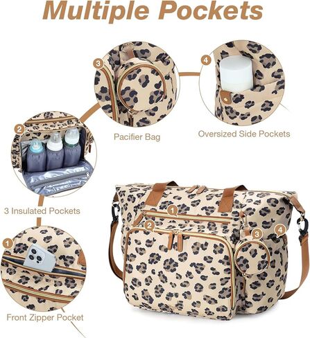 Diaper Bag Tote, Large Diaper Bags Waterproof, Hospital Bag for Labor Delivery, Baby Bag with Pacifier Case, Travel Diaper Tote with Changing Pad, Pink in Kuwait