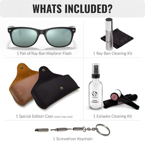 Ray-Ban RB2132 New Wayfarer Flash Square Square Shope Square مع حزمة مجموعة النظارات الرسمية in Kuwait