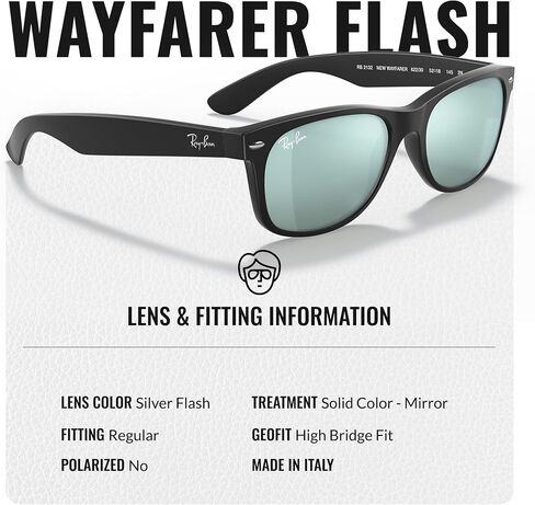 Ray-Ban RB2132 New Wayfarer Flash Square Square Shope Square مع حزمة مجموعة النظارات الرسمية in Kuwait