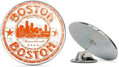 Boston Massachusetts USA Round Metal 0.75" Lapel Pin Hat Shirt Pin Tie Tack Pinback in Saudi Arabia