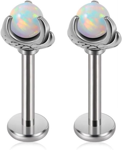 16G OPAL DRAGON CLAW LABRET BIECRING SCRATCH BALL 316 الجراحية الفولاذ المقاوم للصدأ الفولاذ المقاوم للصدأ الغضروف Tragus Conch Helix Stud أقراط Monroe للنساء أو الرجال in Kuwait