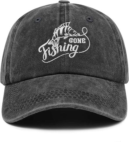 Embroidered Gone Fishing Hats Adjustable Buckle Baseball Caps Dad Hat Unique Gifts for Men Women Fishing Lover in Saudi Arabia