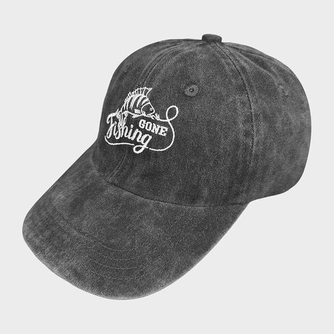 Embroidered Gone Fishing Hats Adjustable Buckle Baseball Caps Dad Hat Unique Gifts for Men Women Fishing Lover in Saudi Arabia