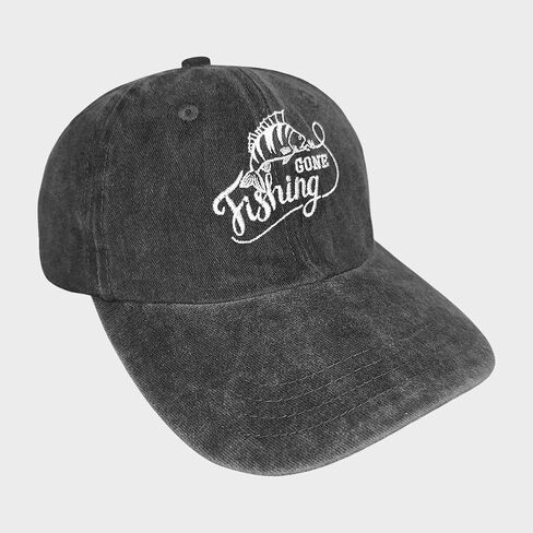 Embroidered Gone Fishing Hats Adjustable Buckle Baseball Caps Dad Hat Unique Gifts for Men Women Fishing Lover in Saudi Arabia