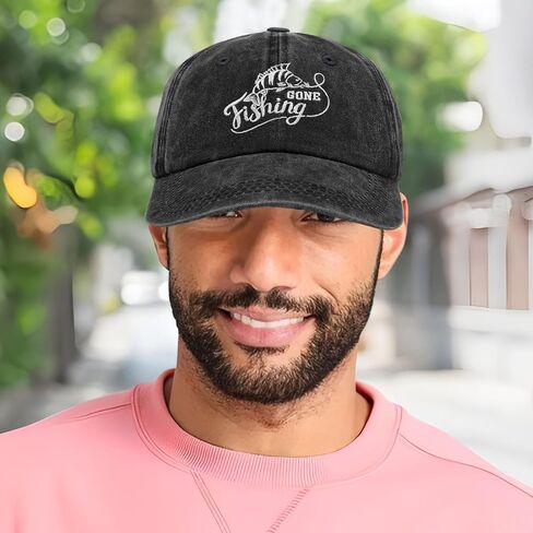 Embroidered Gone Fishing Hats Adjustable Buckle Baseball Caps Dad Hat Unique Gifts for Men Women Fishing Lover in Saudi Arabia