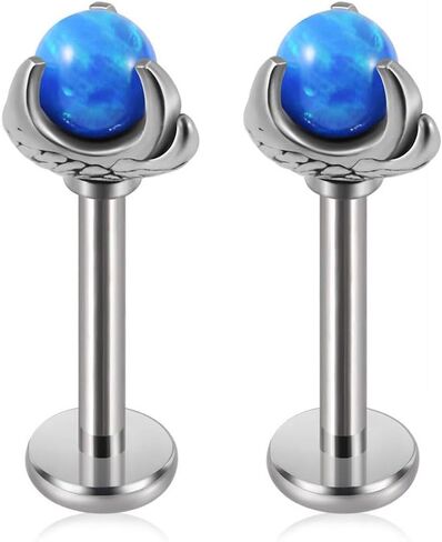 16G OPAL DRAGON CLAW LABRET BIECRING SCRATCH BALL 316 الجراحية الفولاذ المقاوم للصدأ الفولاذ المقاوم للصدأ الغضروف Tragus Conch Helix Stud أقراط Monroe للنساء أو الرجال in Kuwait
