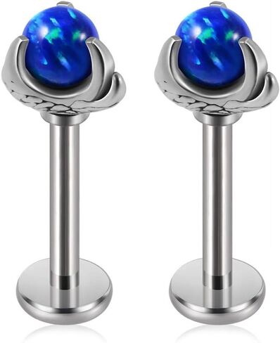 16G OPAL DRAGON CLAW LABRET BIECRING SCRATCH BALL 316 الجراحية الفولاذ المقاوم للصدأ الفولاذ المقاوم للصدأ الغضروف Tragus Conch Helix Stud أقراط Monroe للنساء أو الرجال in Kuwait