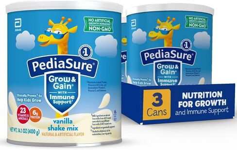 PediaSure Grow & Gain Shake Mix, 6g Protein, Vanilla, 14.1 oz Can, 3pk in Saudi Arabia